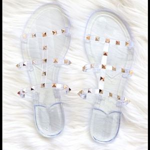 Clear jelly studded sandal